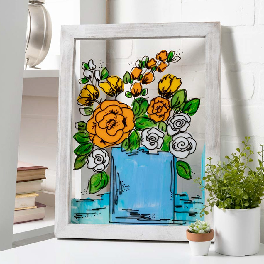 Floral Glass Painting 